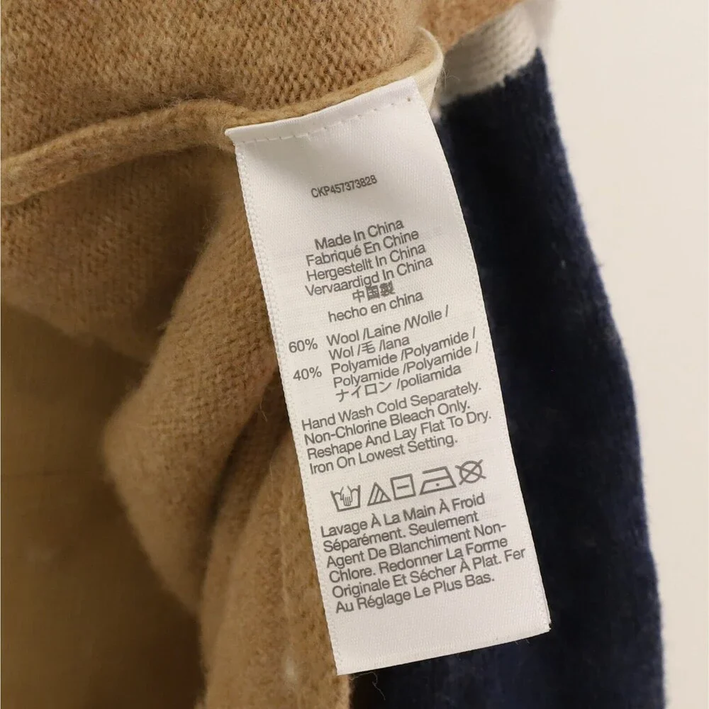 MADEWELL Hickory Turtleneck Sweater S Colorblock Wool Blend Long Sleeve EUC B87